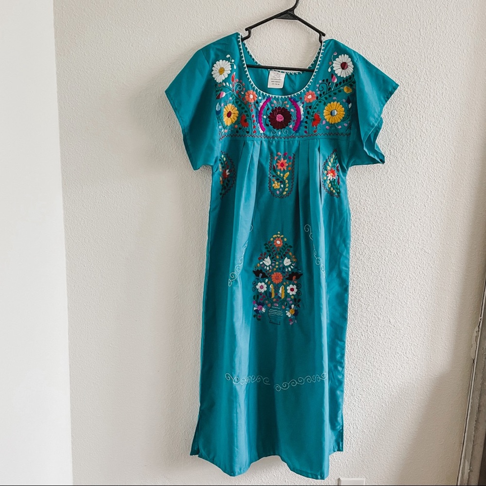 Mexican Embroidered Blue Fiesta Dress